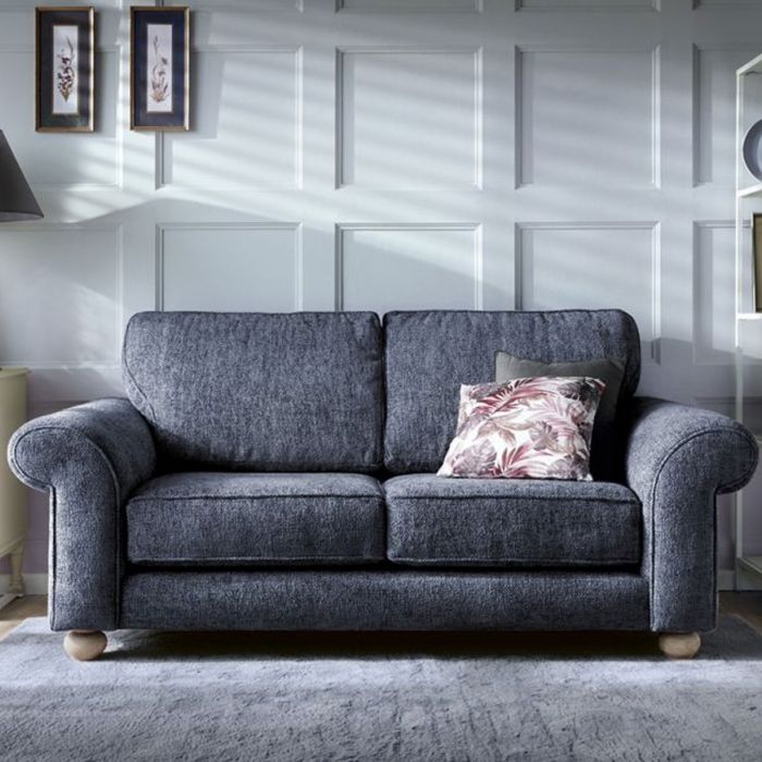 ZAZZLES Chenille Fabric 2 Seater Fullback Sofa - Dark Blue