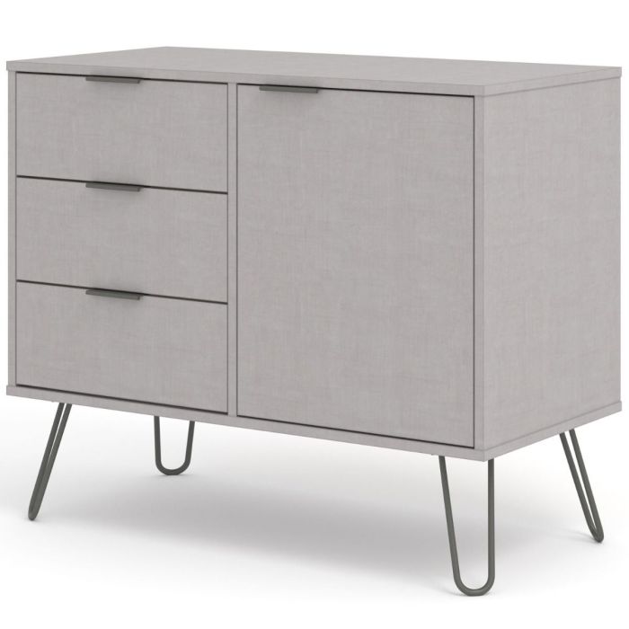 Augusta Grey Small Sideboard with 1 Doors 3 Drawers