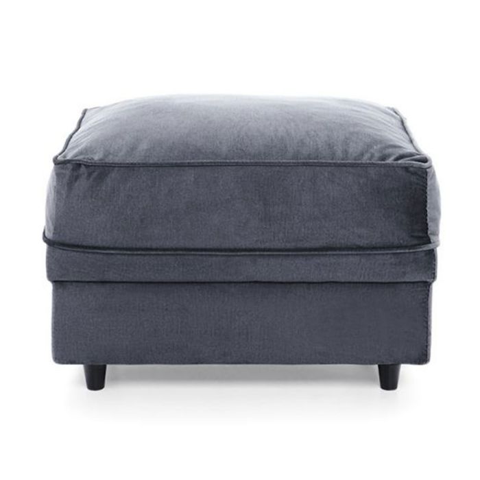 BETHAN Velvet Footstool - Dark Grey