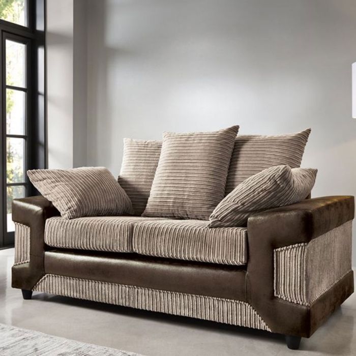 ERITREA Jumbo Cord 2 Seater Scatterback Sofa - Brown and Beige