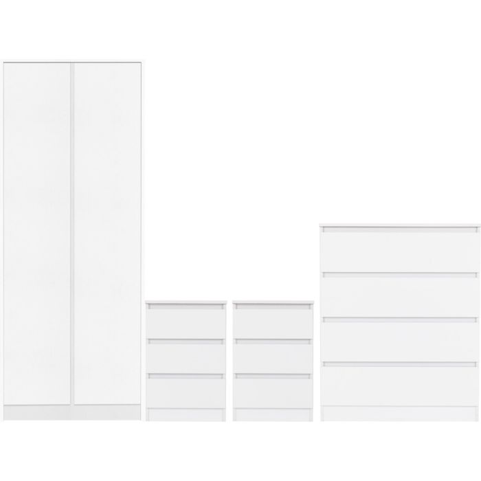 MALDEN 2 Door Wardrobe Set 4 Piece - White