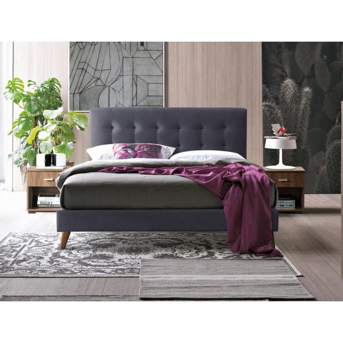 Double Bed - NOVADO 4ft6 Fabric Bed Dark Grey