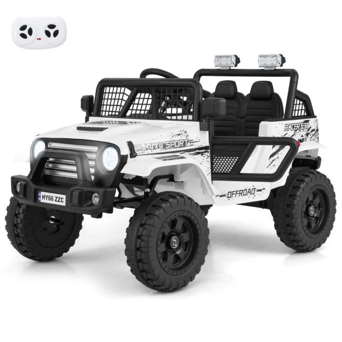 COLYLY 12V Kids Ride on Truck Car with Remote Control and LED Lights-White