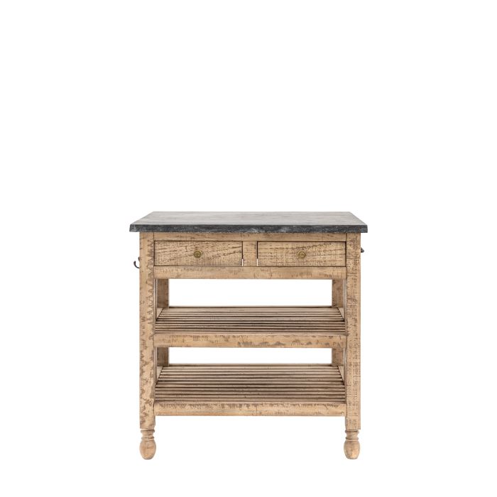 BRIXTON 2 Drawer 2 Shelve Kitchen Island - Oak