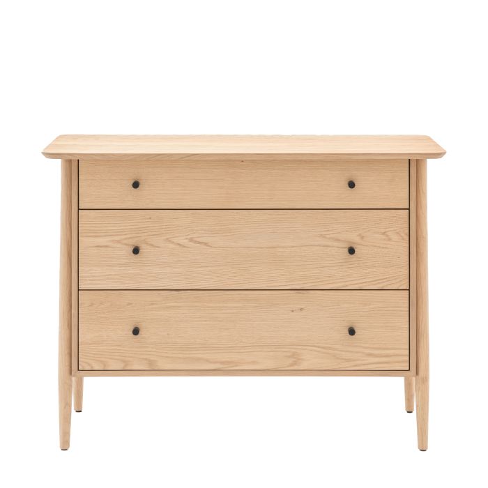 BANBURY Oak Finish Chest of Drawers - Large-sized, 3 Drawers