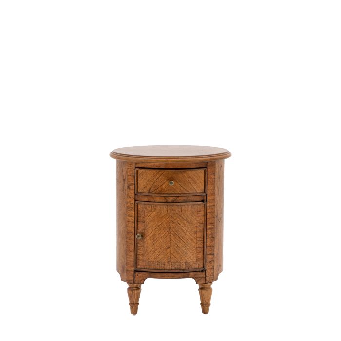 ALDERLEIGH Drum Side Table - Dark Oak