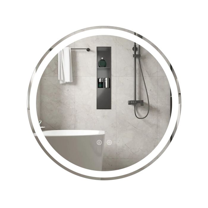 60cm Round Wall Mounted LED Lighted Mirror with Adjustable Brightness