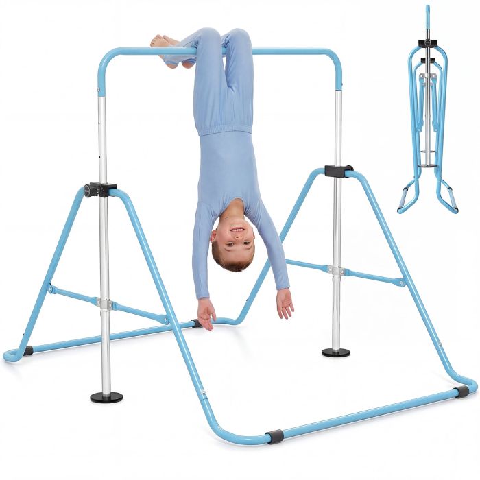 ILYON Folding Kids Gymnastics Bar Height Adjustable-Blue