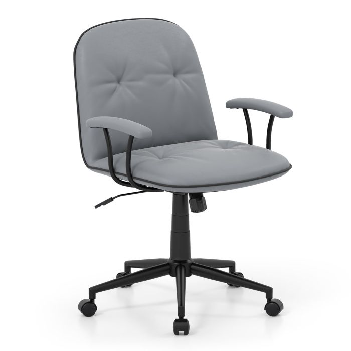 VLOR PU Leather Office Chair with Adjustable Height & Rocking-Grey