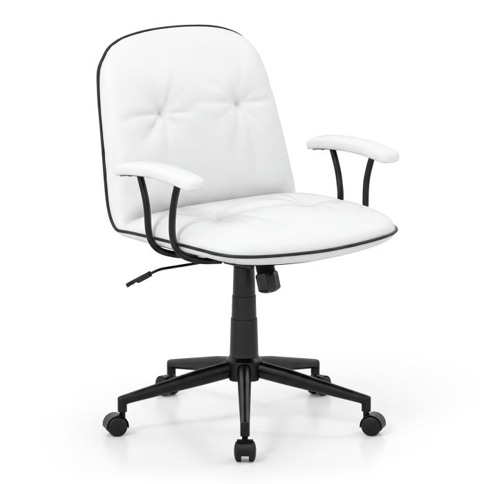 VLOR PU Leather Office Chair with Adjustable Height & Rocking-White