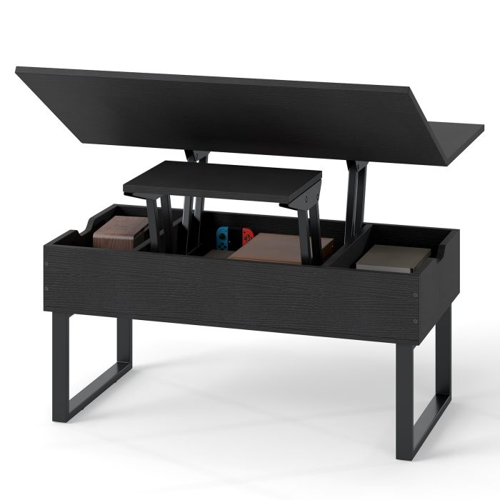 ZIORA Lift Top Coffee Table 3-in-1 with Storage-Black