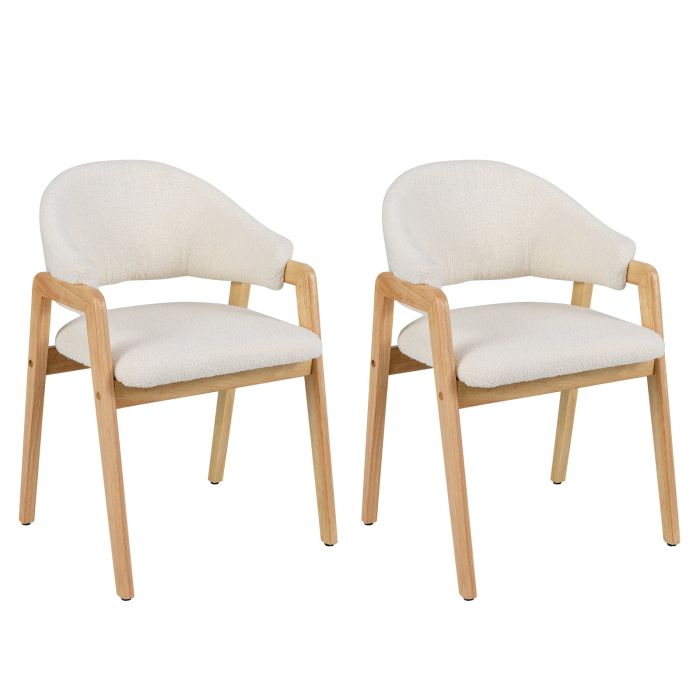 Set of 2 Dining Chairs with Padded Seat & Curved Back-White