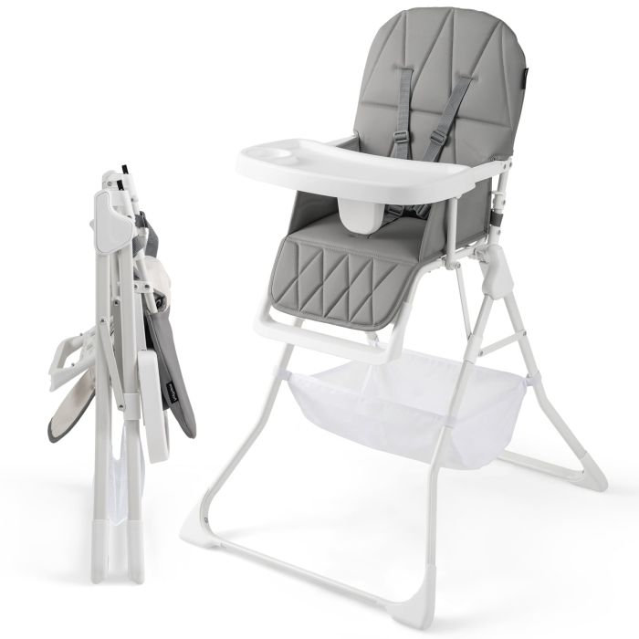 MYRA Portable High Chair with 3-Level Adjustable Tray and Footrest-Grey