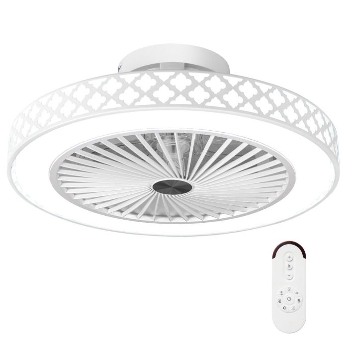 19 Inches Ceiling Fan with 3000-6500K Dimmable LED and 6 Wind Speeds & Timer-White