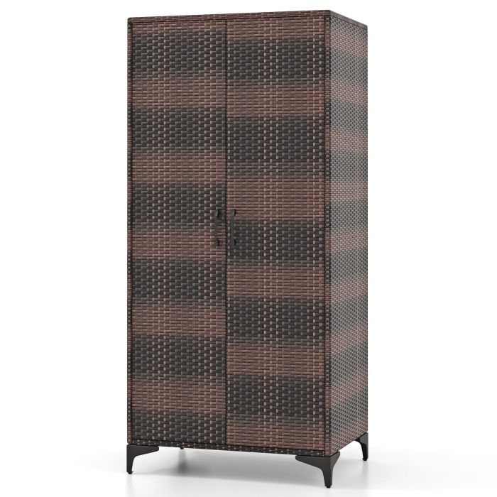 RATNA 2 Door Rattan Wardrobe Brown - 72cm