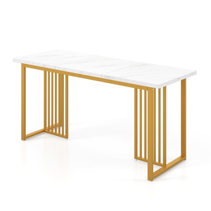 Dining Table - Modern Dining Table with Faux Marble Tabletop for 6-8 People-White