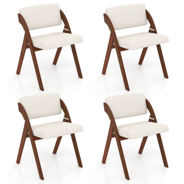 ELLAVON Set of 4 Dining Chairs Folding Kitchen Chair with Rubber Wood Legs-Walnut