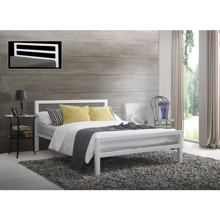 Double Bed - CITRANO 4ft6 Metal Bed White