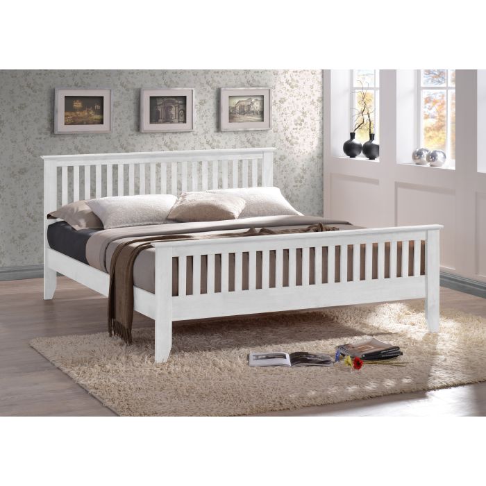 Double Bed - TURANO 4ft6 Wooden Bed White
