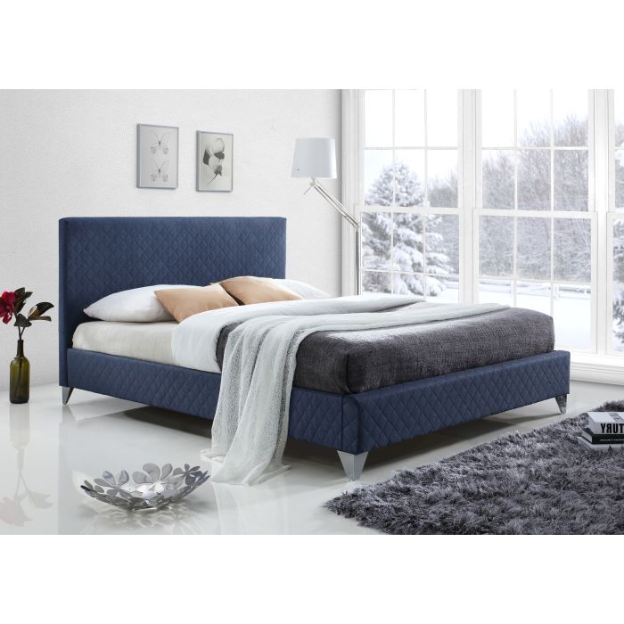 Kingsize Bed - BROXLEY 5ft Fabric Bed Blue