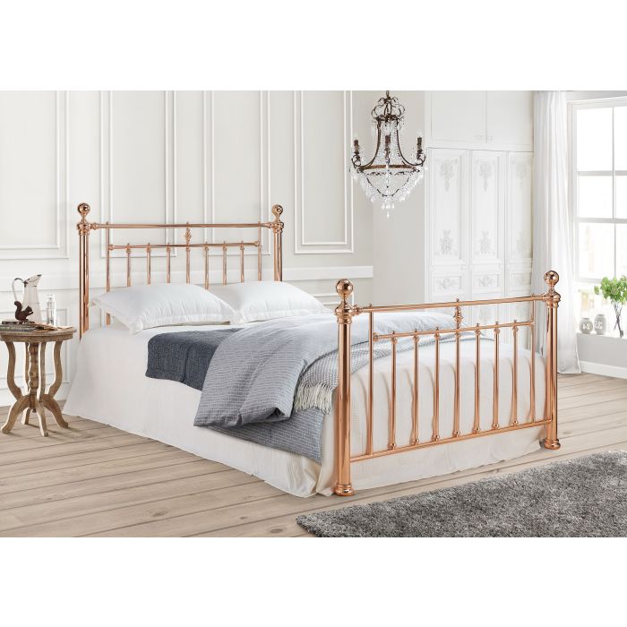 Kingsize Bed - ALVERSTON 5ft Metal Bed Rose Gold