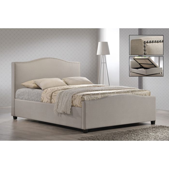 Double Bed - BRAVISTON 4ft6 Fabric Bed Sand