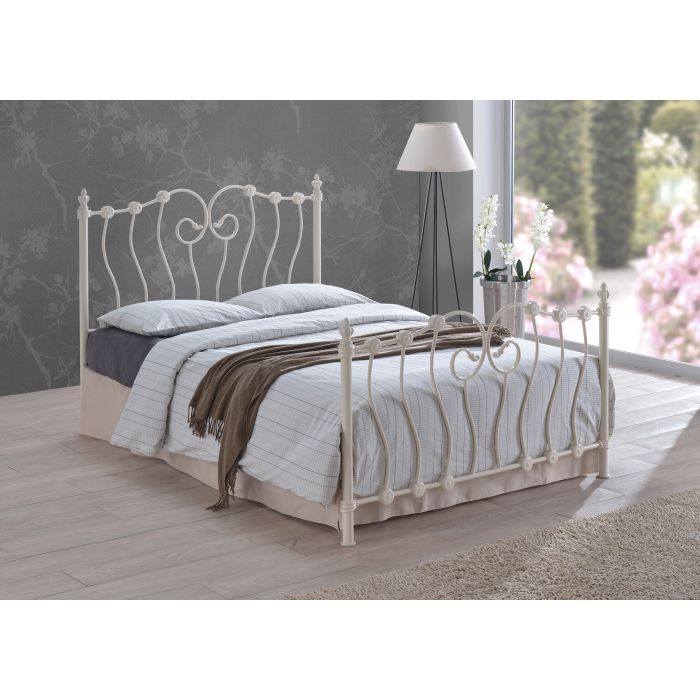 Kingsize Bed - INOVARA 5ft Metal Bed Ivory