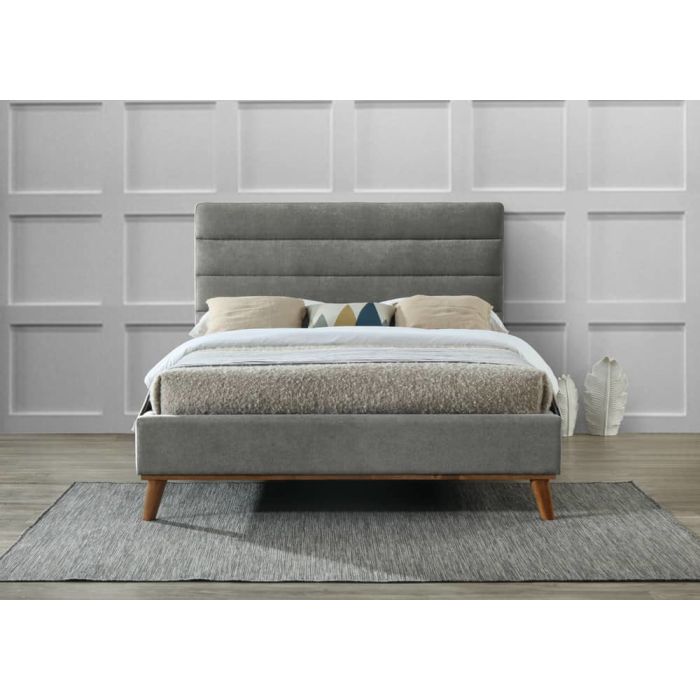 Double Bed - MAYVISTA 4ft6 Fabric Bed Light Grey