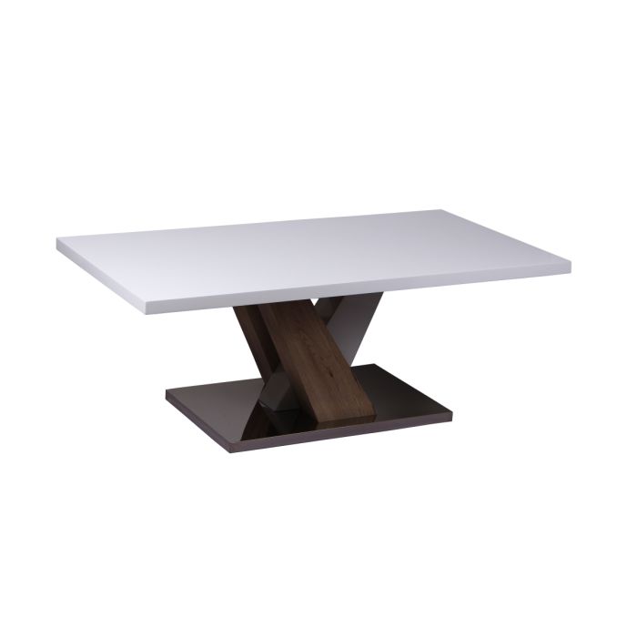 Monterey Rectangular High Gloss Coffee Table White and Natural - Contemporary Elegance