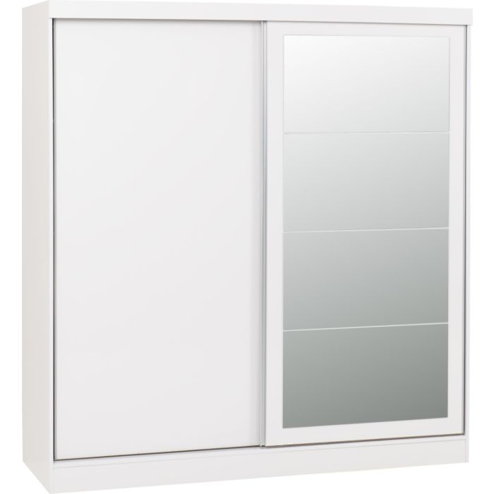 NEWBIGGIN 2 Door Mirrored Sliding Wardrobe White - 178.5cm