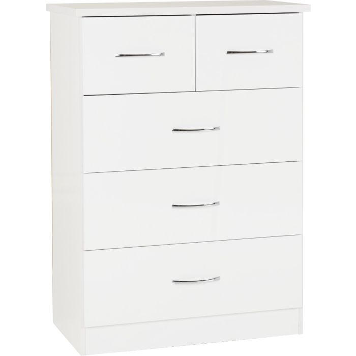 White Chest of Drawers - NEWBIGGIN Medium Chest 5 Drawers