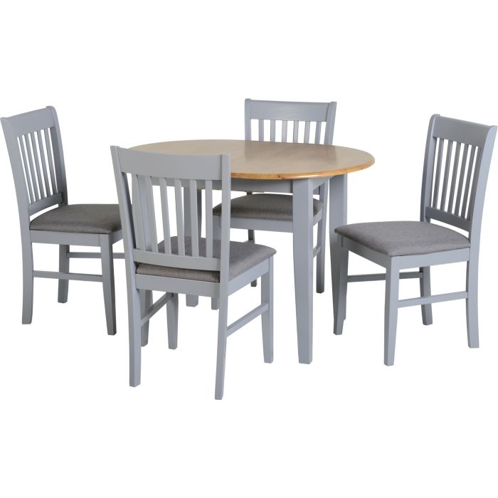 Oxford Extending Dining Set - Grey Natural Oak Grey Fabric