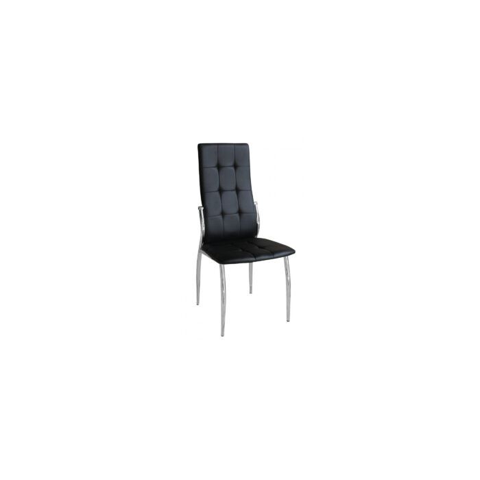 Modern Elegance Fattone Leather Effect Dining Chairs in Chrome Frame in Black - Set of 4