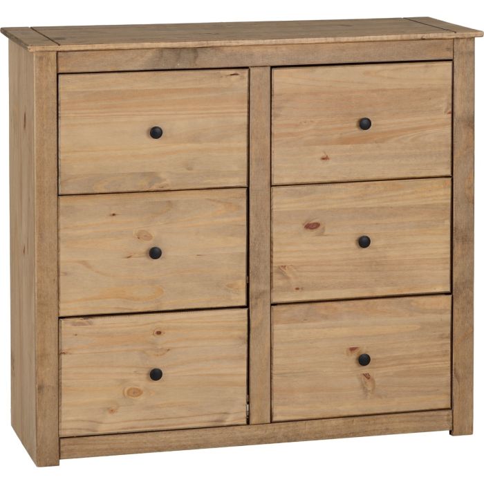 Natural Finish Chest of Drawers - PRESTON Large Chest 6 Drawers Double Chest