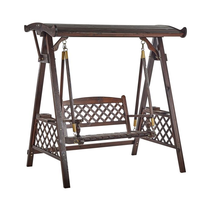 Patio Swing SENARICA Wood Dark Brown