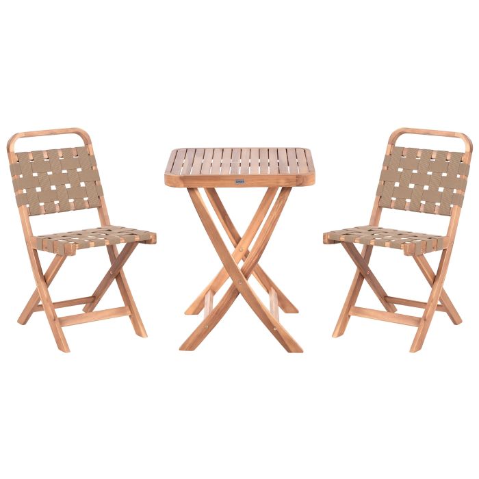 YETFORD Wood Garden Bistro Set Folding - Brown