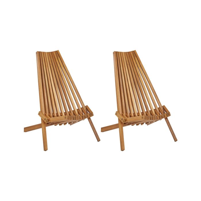 Set of 2 Garden Chairs BELLANO Acacia Wood Brown