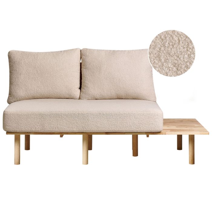 2 Seater Boucle Sofa with Table Beige SALO