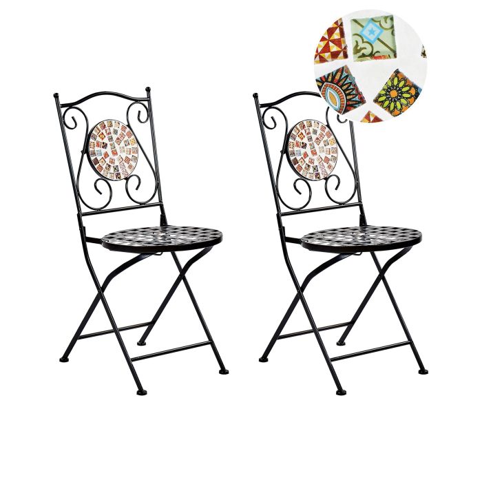 Set of 2 Garden Chairs CASARIO Metal Black