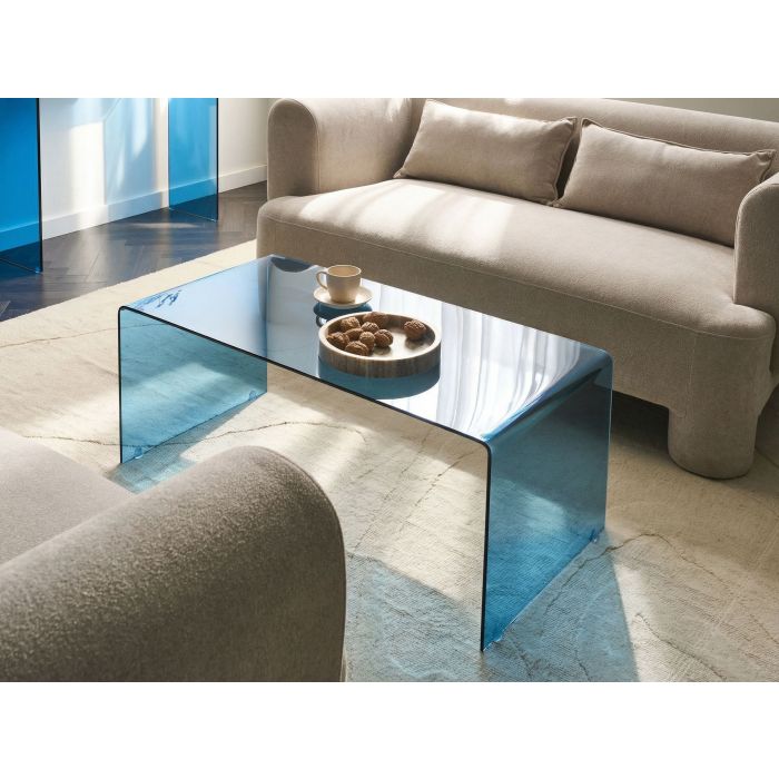 KENLADL Tempered Glass Coffee Table - Blue