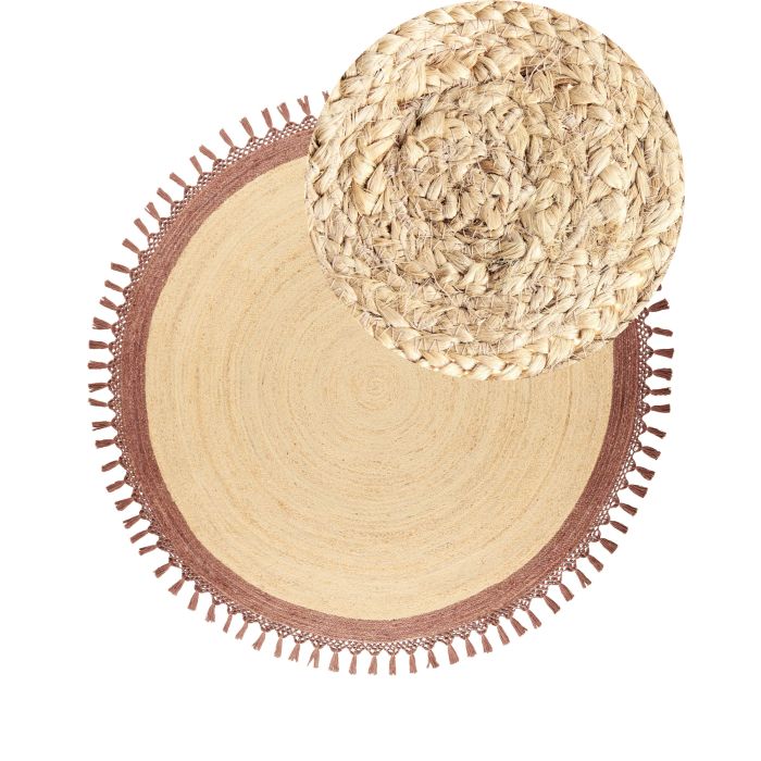 Round Jute Area Rug Diameter 200 cm Beige and Brown MARTS
