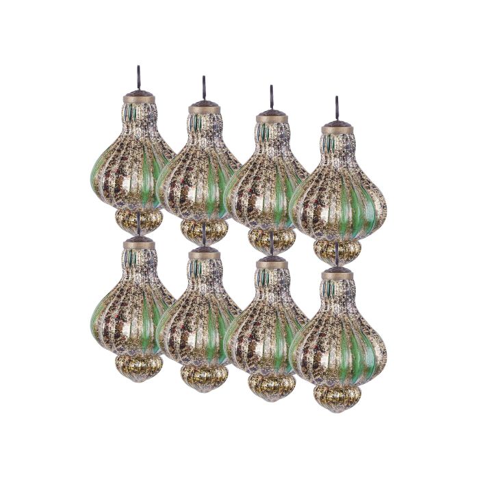 DERINGTONWELL Set of 8 Christmas Baubles Glass - Gold