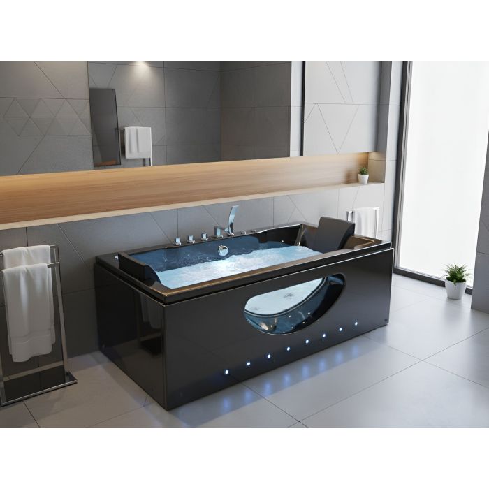 GRELTON Corner Bath & Hot Tub - Black