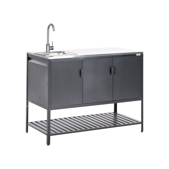 MAENAZ Outdoor Kitchen Cabinet with Sink Metal Black