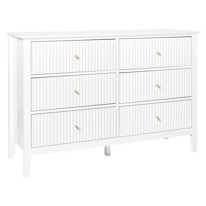 ANESTA White Chest of Drawers - Large-sized, 6 Drawers, Double