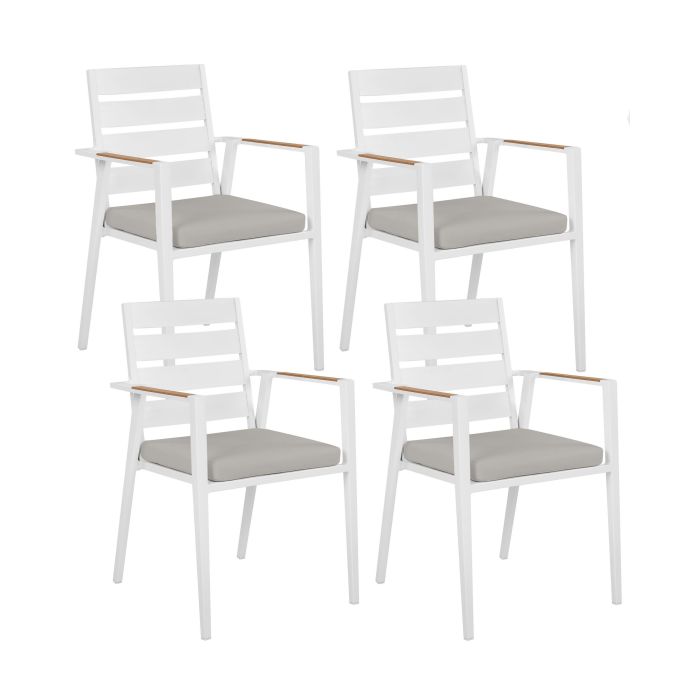 Set of 4 Garden Chairs with Cushions TAVIANO Metal Grey