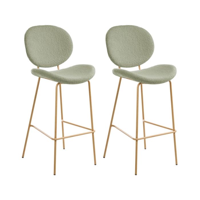 PELLIAN Boucle Fabric Bar Stools Set of 2 - Light Green