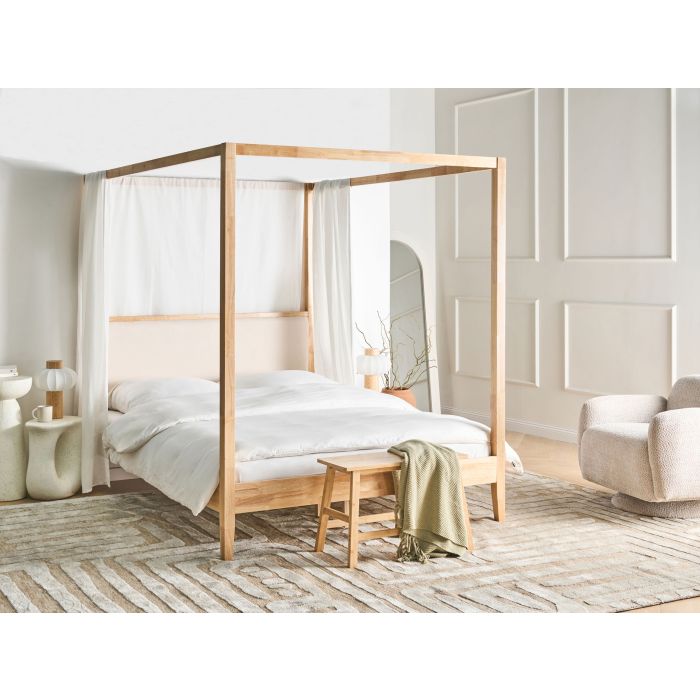 DIVERO Kingsize Rubberwood Bedframe - Light Brown