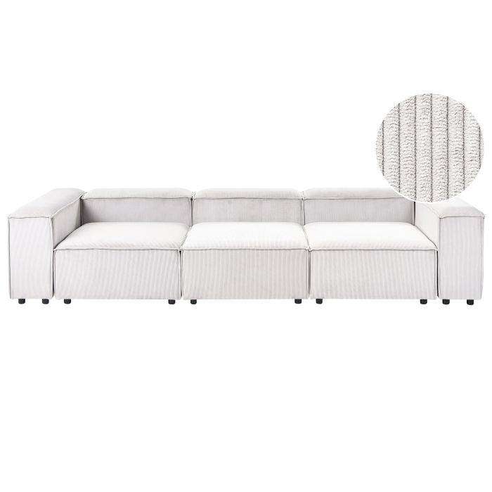 TROMSO Corduroy Fabric 3 Seater Sofa - Off White