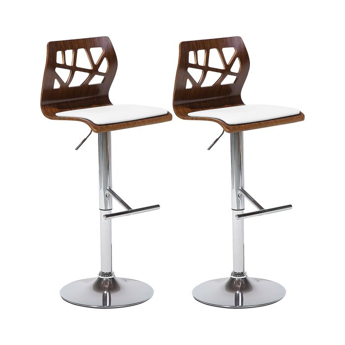Set of 2 Bar Chairs PETERSBURG Faux Leather Swivel Brown/ White